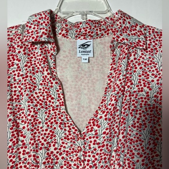 Lemisee! Australia Cotton Dress With Cap Sleeves V-Neck Collar Lined Size 4 - Picture 4 of 16